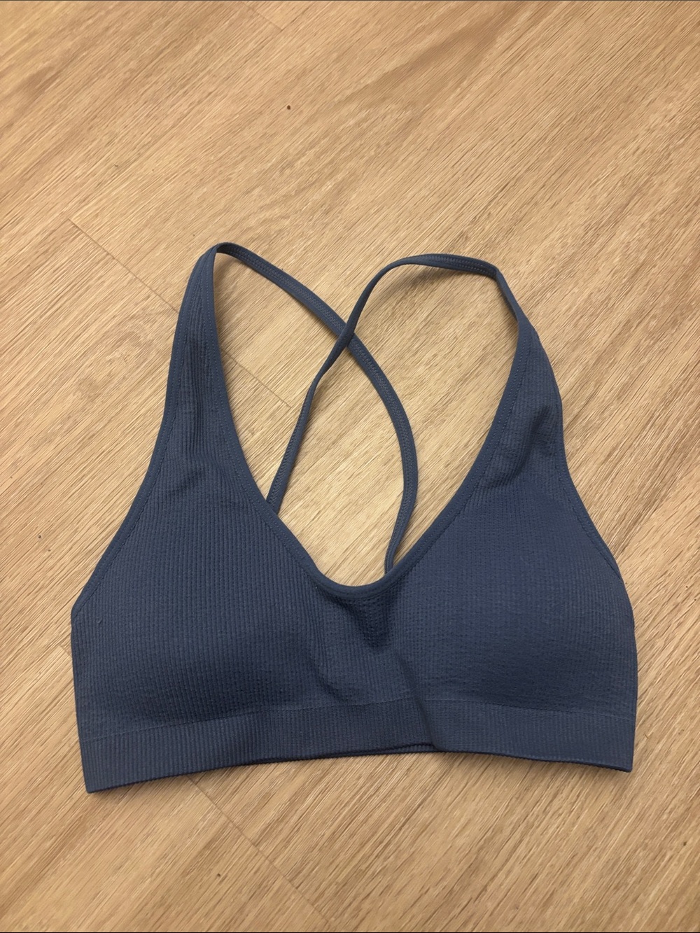 NWOT Anemone Seamless Ribbed Crossback Bralette - Slate Blue